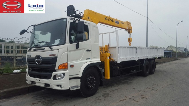 xe tải cẩu 8 tấn hino - xe hino 3 chân 2 cầu lắp cẩu -model  FM8JW7A